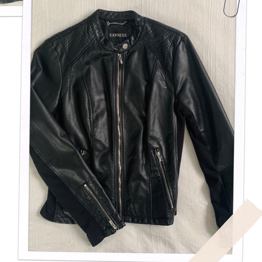 Faux leather motorcycle jacket from Express